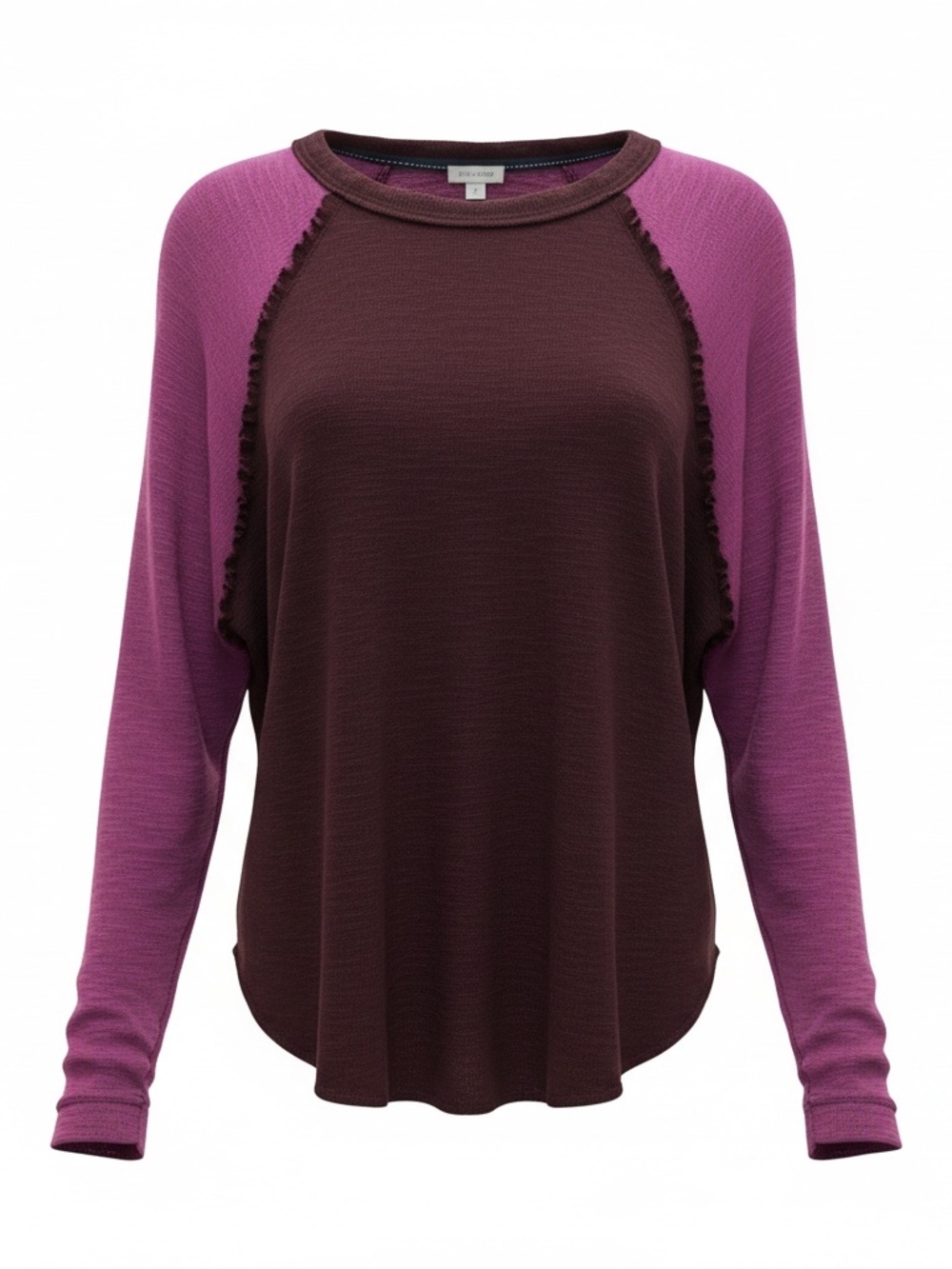 Anthropologie Pilcro Ruffled Raglan Thermal Top Burgundy Pink S